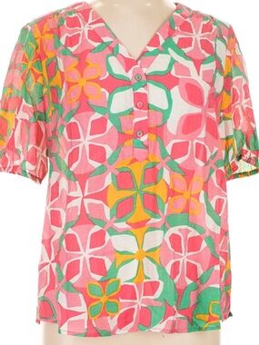 Dillard’s Bright Floral Button-Front Women’s Top - Pink/Green